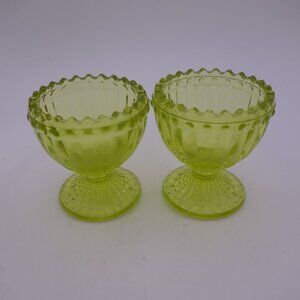 Set of Two(2) Green Glass Egg Cups